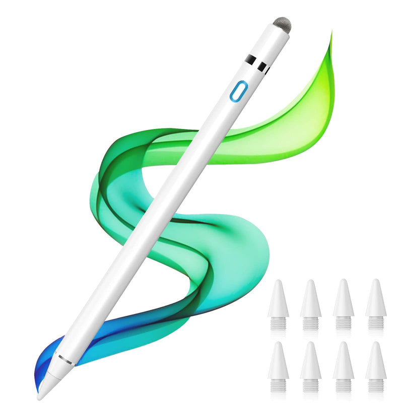 [Australia - AusPower] - Elaxi Stylus Pencil Compatible for Apple iPad + 8-Pack Replacement Pencil Tips, Active Pen with Palm Rejection, Tilting Detection, Compatible with iPad 2018-2022 Release 