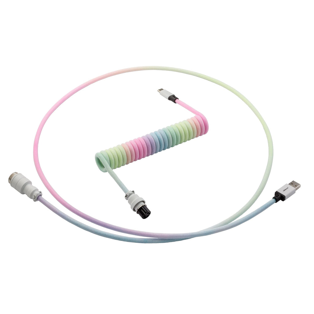 [Australia - AusPower] - CableMod Pro Coiled Keyboard Cable (Pastel Rainbow, USB A to USB Type C, 150cm) Pro Coiled Pastel Rainbow 