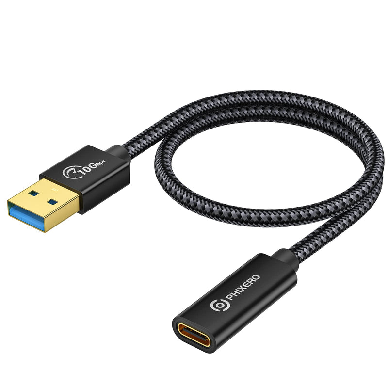 [Australia - AusPower] - [10Gbps] USB C Female to USB Male Adapter 3.1 Gen 2 (1 Ft), PHIXERO 3A Fast Charging USB A to USB C Adapter with 10Gbps Data Transfer and Charging for Laptop, PC, Flash Disk, Quest Link, Charger 1ft 