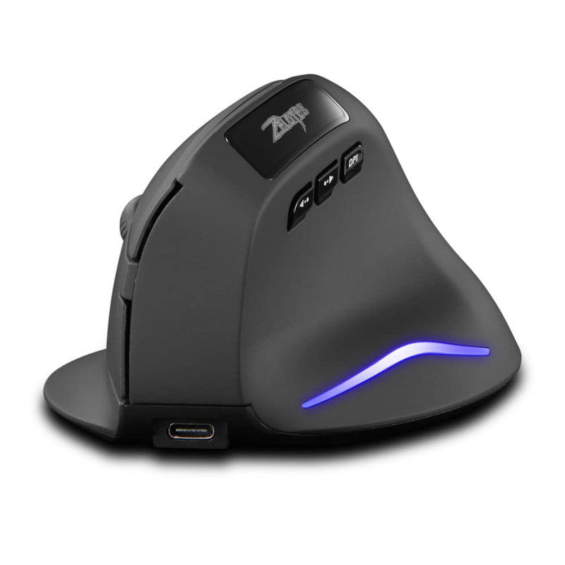 [Australia - AusPower] - Wireless Vertical Mouse, 2.4G Wireless Ergonomic Vertical Computer Mouse with 3 Adjustable DPI 1000/1600/2400, Rechargeable Laptop Mouse-Reduce Wrist Pain Compatible with PC, Desktop,Mac (Black)… Black 