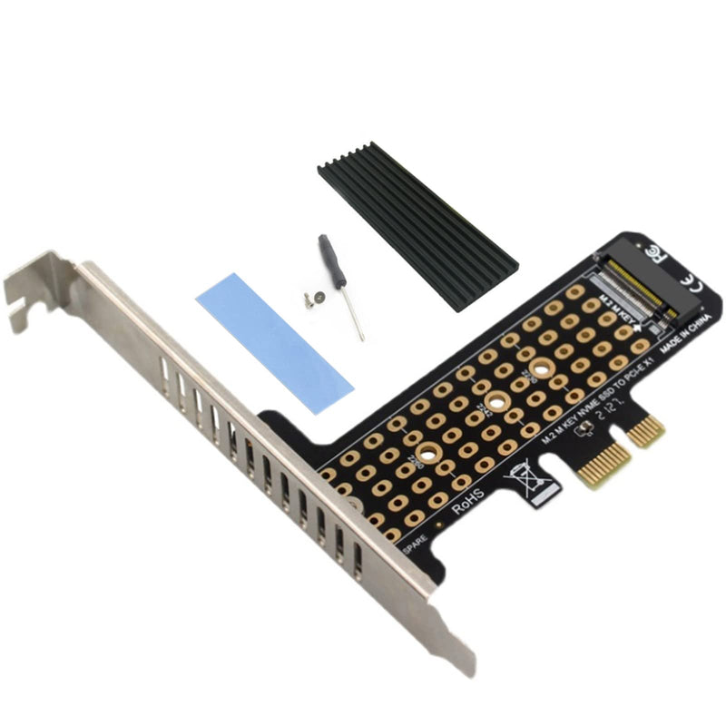 [Australia - AusPower] - M.2 PCIe Adapter M.2 NVME AHCI SSD M Key to PCIeX1 Adapter Expansion Card Expansion, Support PCIe 3.0/4.0 with M.2 PCIe NVMe SSD Aluminum Alloy Heat Sink PCIE 2.0/3.0/4.0 x1 card 