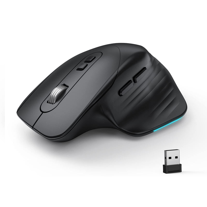 [Australia - AusPower] - CIDOO Ergonomic Wireless Mouse RGB Backlit, Jiggler Mouse with Zoom Mode, Undetectable Automatic Mouse Mover, Rechargeable Cordless USB Magnifier Mouse for Laptop, Desktop, MacBook (Black) Ergo Black 