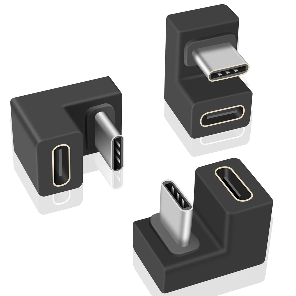 [Australia - AusPower] - Poyiccot USB C U Shape Adapter, (3Pack ) USB C 180 Degree Angled USB C to USB C Extension Adapter, 10Gbps USB C Converter Connector (Type-C 3.1 Gen 2) for Mobile Phone, Laptop, PC, Nintendo Switch 