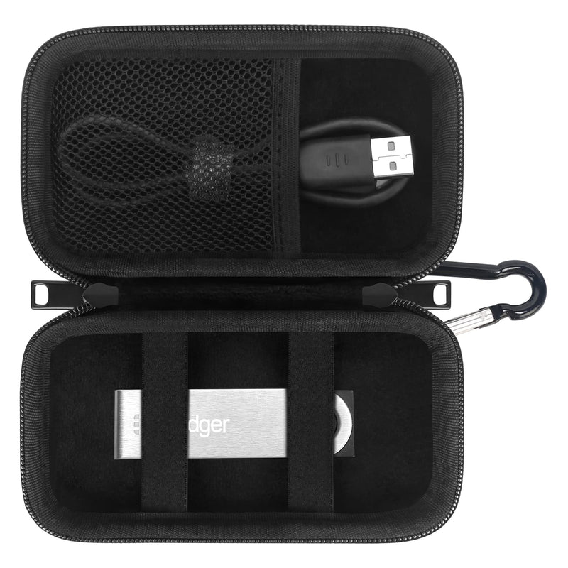 [Australia - AusPower] - Elonbo Hard Travel Crypto Wallet Carrying Case Bag Compatible with Ledger Nano S Plus/ X/ S Cryptocurrency Hardware Wallet - BTC Bitcoin Ethereum Ripple Extra Mesh Pocket Fits USB Cables, Black 