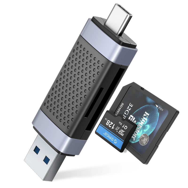 [Australia - AusPower] - SD Card Reader, ORICO USB 2.0 Card Adapter Portable 2 Slots for TF SD Micro SD for MacOS Windows Linux PC Laptop Smartphone USB2.0 