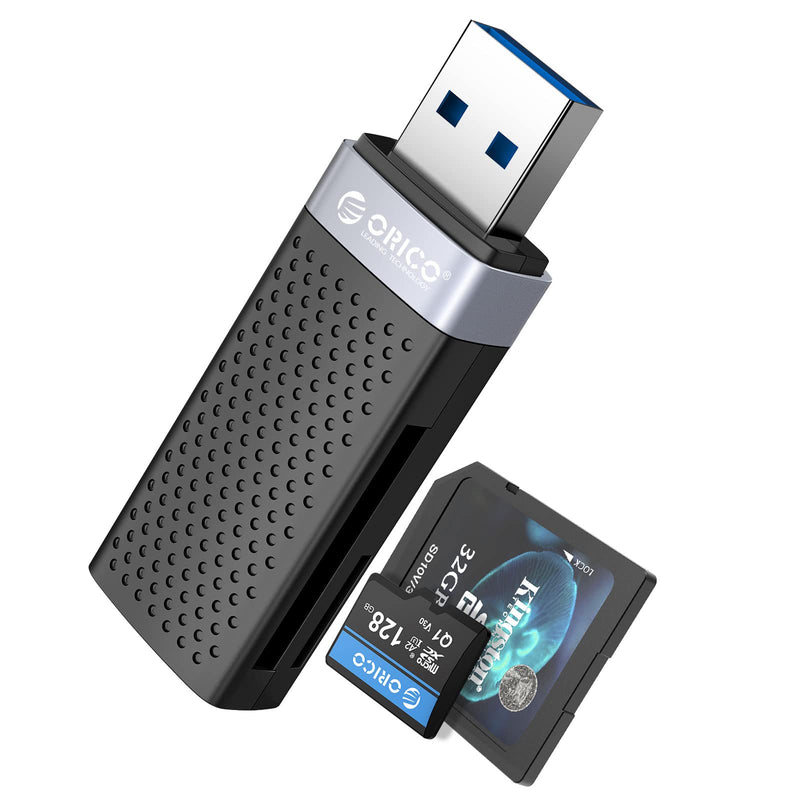 [Australia - AusPower] - SD Card Reader, ORICO 2-in-1 USB Memory Card Reader for SDXC, SDHC, SD, Micro SD, Micro SDHC Card, and Micro SDXC Cards USB3.0 Reading Single 
