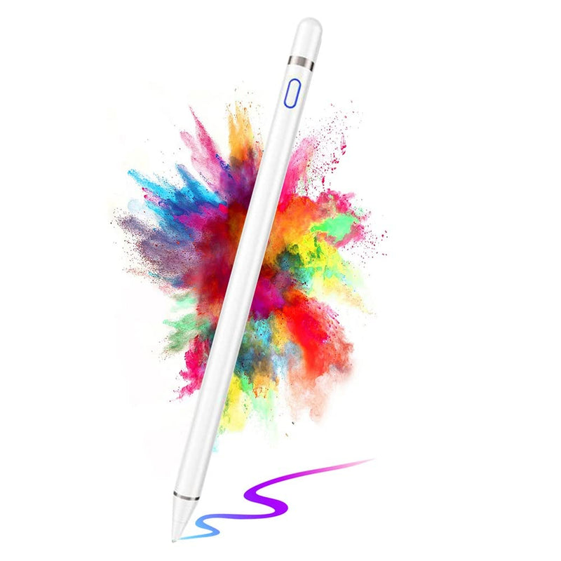 [Australia - AusPower] - Stylus Pens for Touch Screens, Active Stylus Pencil Compatible for Apple,Capacitive Pencil for Kid Student Drawing, Writing,High Sensitivity,for Touch Screen Devices Tablet,Smartphone (White) White 
