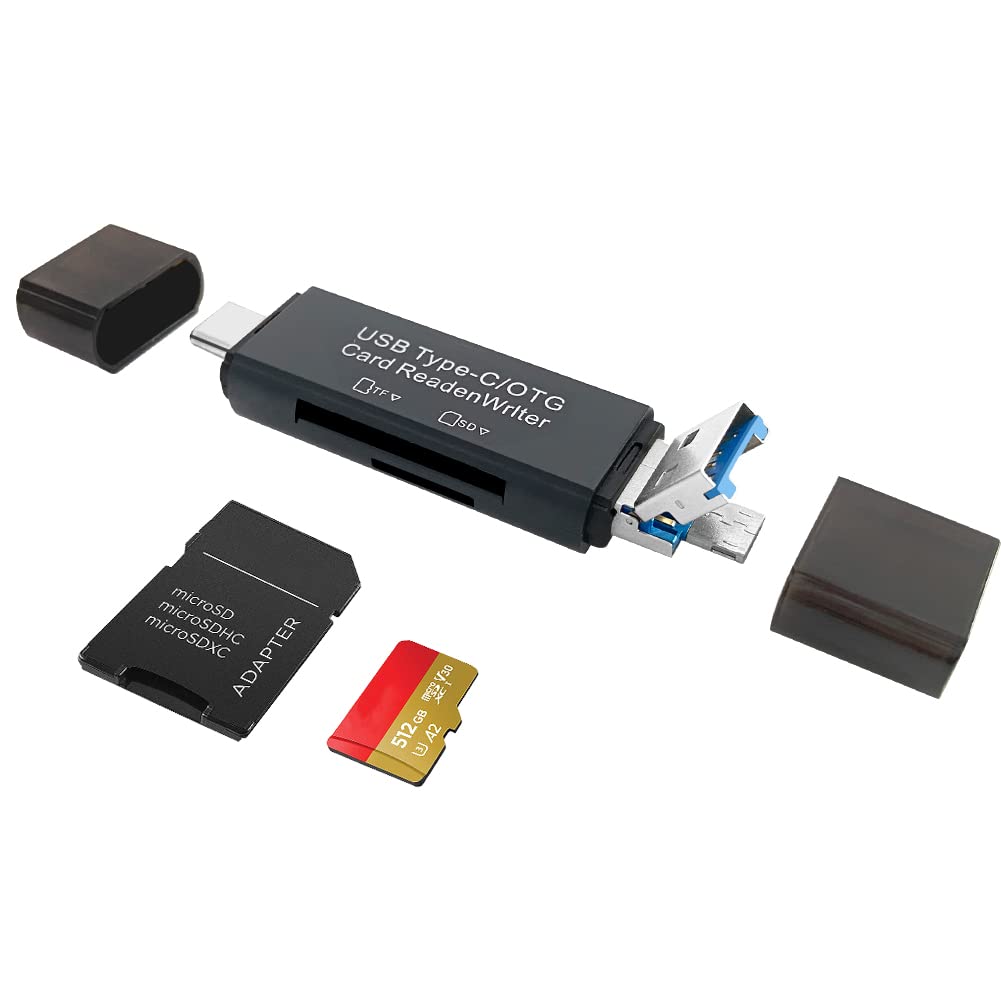 [Australia - AusPower] - SD/Micro SD Memory Card Reader, BorlterClamp USB C SD/TF Card Reader Micro-USB OTG Card Reader Compatible with PC, Laptop, MacBook, Smartphone 