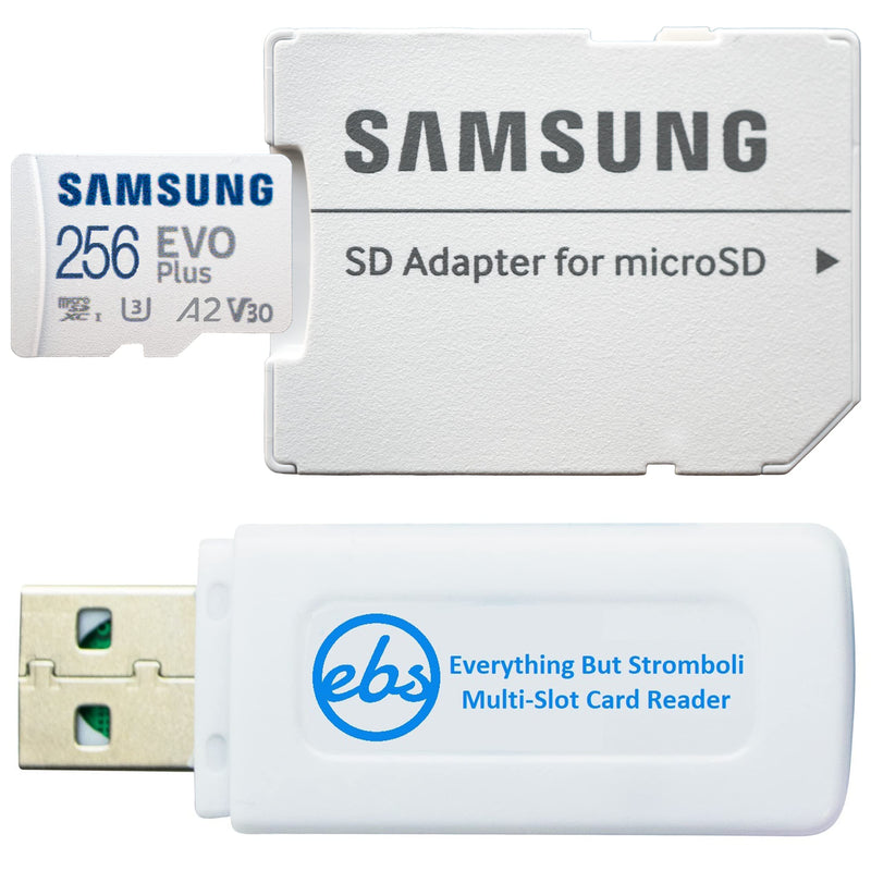 [Australia - AusPower] - Samsung 256GB EVO Plus MicroSD Memory Card Works with Lenovo Tab P12 Pro, Yoga Tab 11 (MB-MC256KA) Class 10 4K UHS-1 A2 V30 U3 Bundle with (1) Everything But Stromboli MicroSD & SDXC Card Reader 