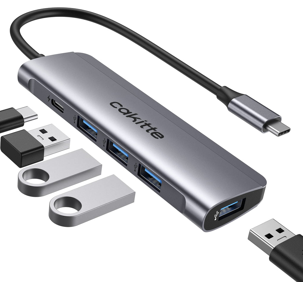 [Australia - AusPower] - USB C Hub, Cakitte 5-1 USB C Adapter with 4 USB 3.0 Ports, 100W USB-C PD Charging Port, USB C Hub Multiport Adapter for MacBook Pro, iPad Pro, XPS, Pixelbook, and More 