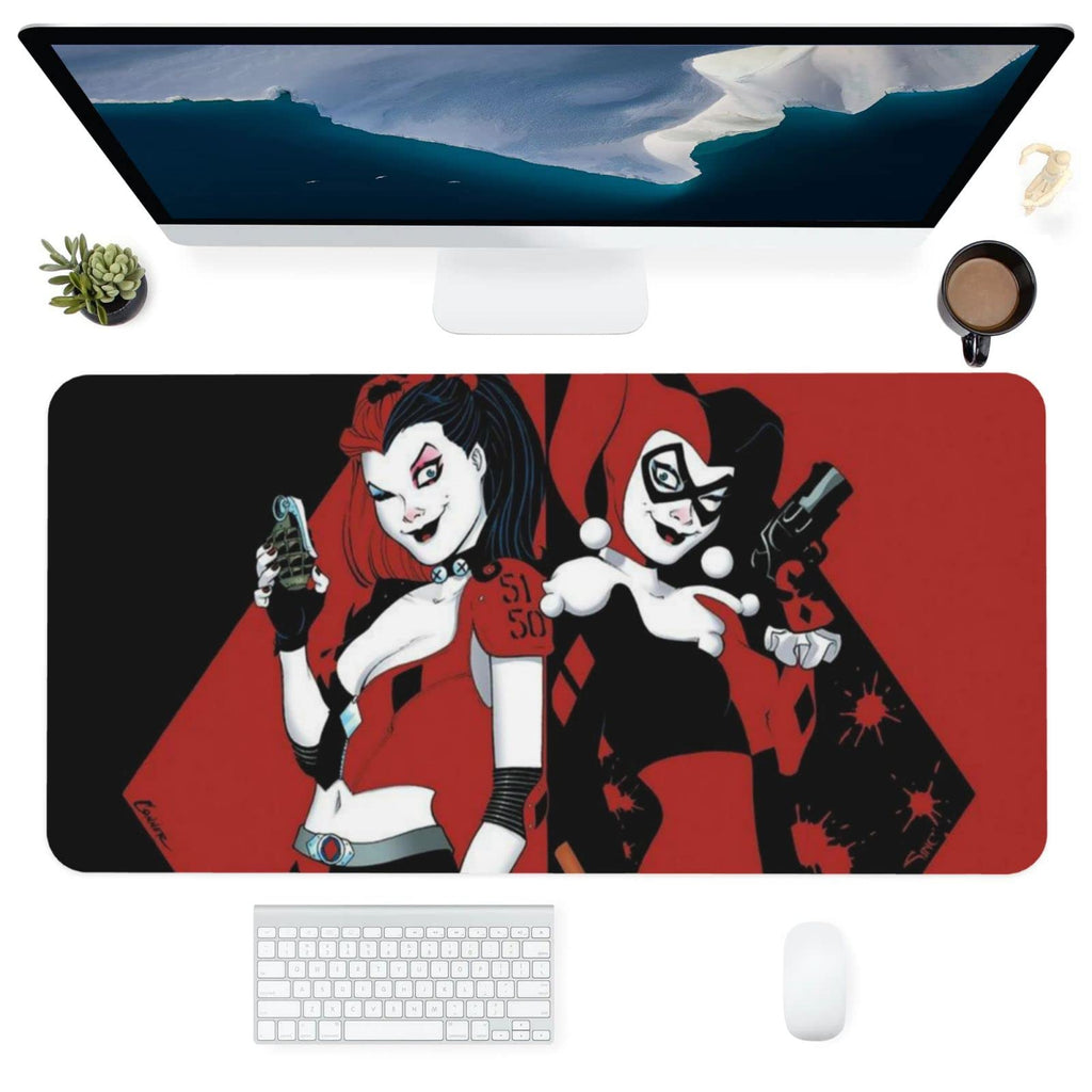 [Australia - AusPower] - 𝐇𝐚.𝐑𝐥𝐞𝐲 𝐐.𝐔𝐈𝐧𝐧 Large Leather Mouse Pads Cartoon XXL Gaming Laptop Desk Mouse Pad with Non-Slip Base Extended Mousepad Computer Keyboard Mat Desk Pad for Office 32" X 16"in 