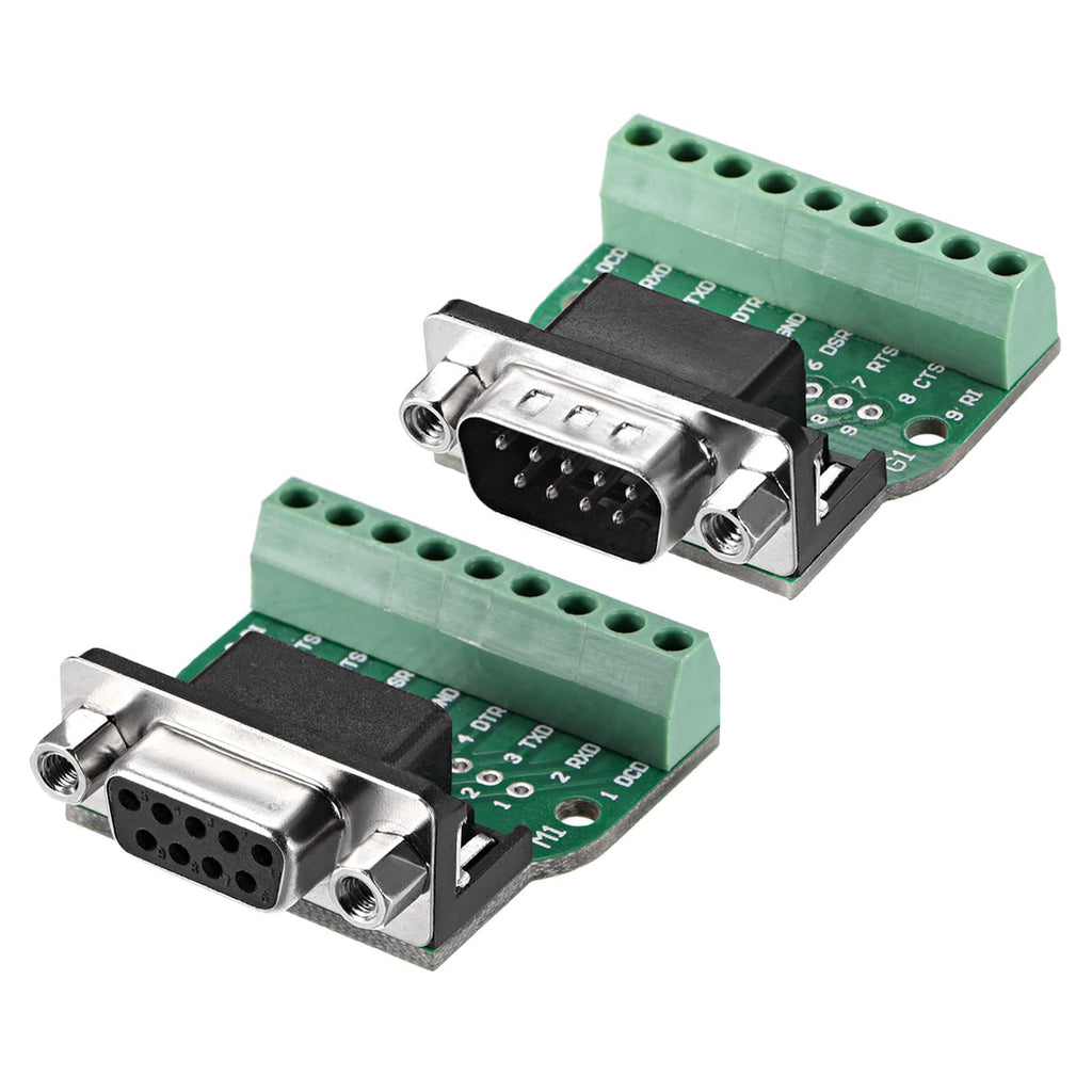 [Australia - AusPower] - MECCANIXITY D-sub DB9 9 Pin 2 Row Male Plug and Female Socket Board Connector RS232 Serial Port Solderless Terminal Block Adapter 1 Set 