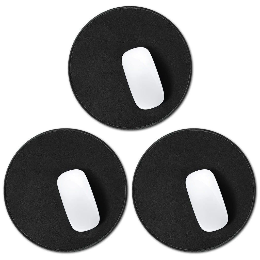[Australia - AusPower] - Round Mouse Pad 3 Pack Small Circle Mousepad 8.7 x 8.7 Inch Non-Slip Mat Stitched Circular Mouse Pad Rubber Mouse Pad for Women Men Office Computer Home Laptop(Black) Black 