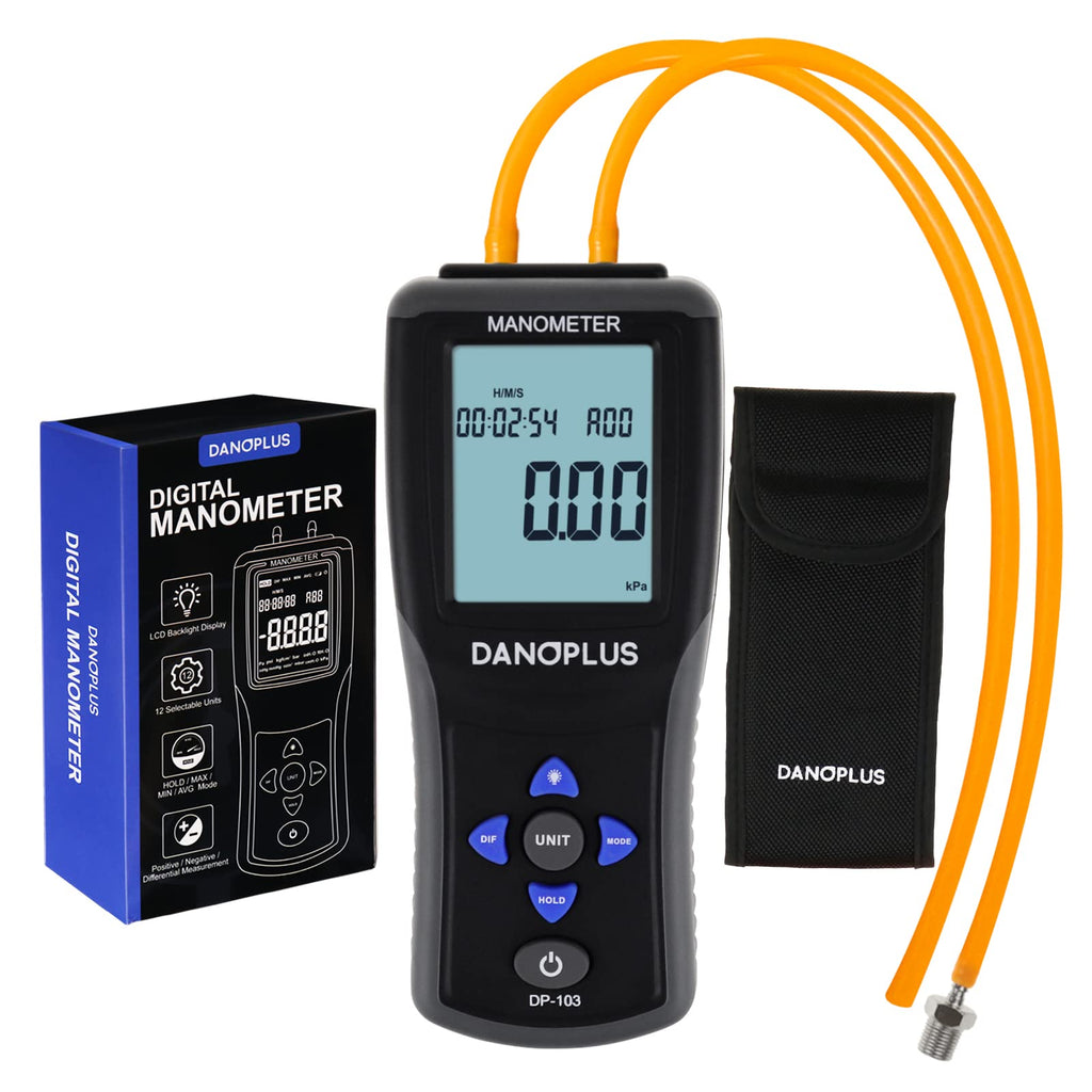 [Australia - AusPower] - Manometer Digital Gas Pressure Tester Differential Pressure Gauge HVAC Air Pressure Meter with Backlight Data Record Function 