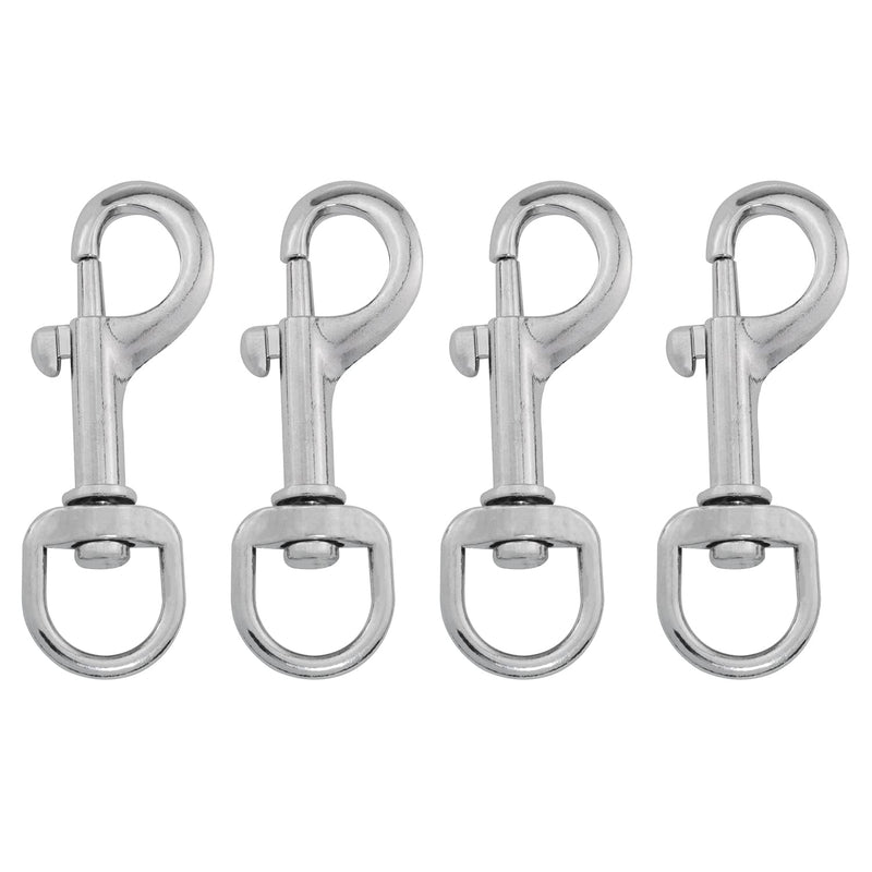 [Australia - AusPower] - ZZLZX 4PCS Stainless Steel Swivel Eye Bolt Flagpole Snap Hook, Flag Snap Clips for Rope, Flagpole, Outdoor Carabiner, Dog Chain, Leather Craft, Sling Rope Spring End Accessories, Silver 