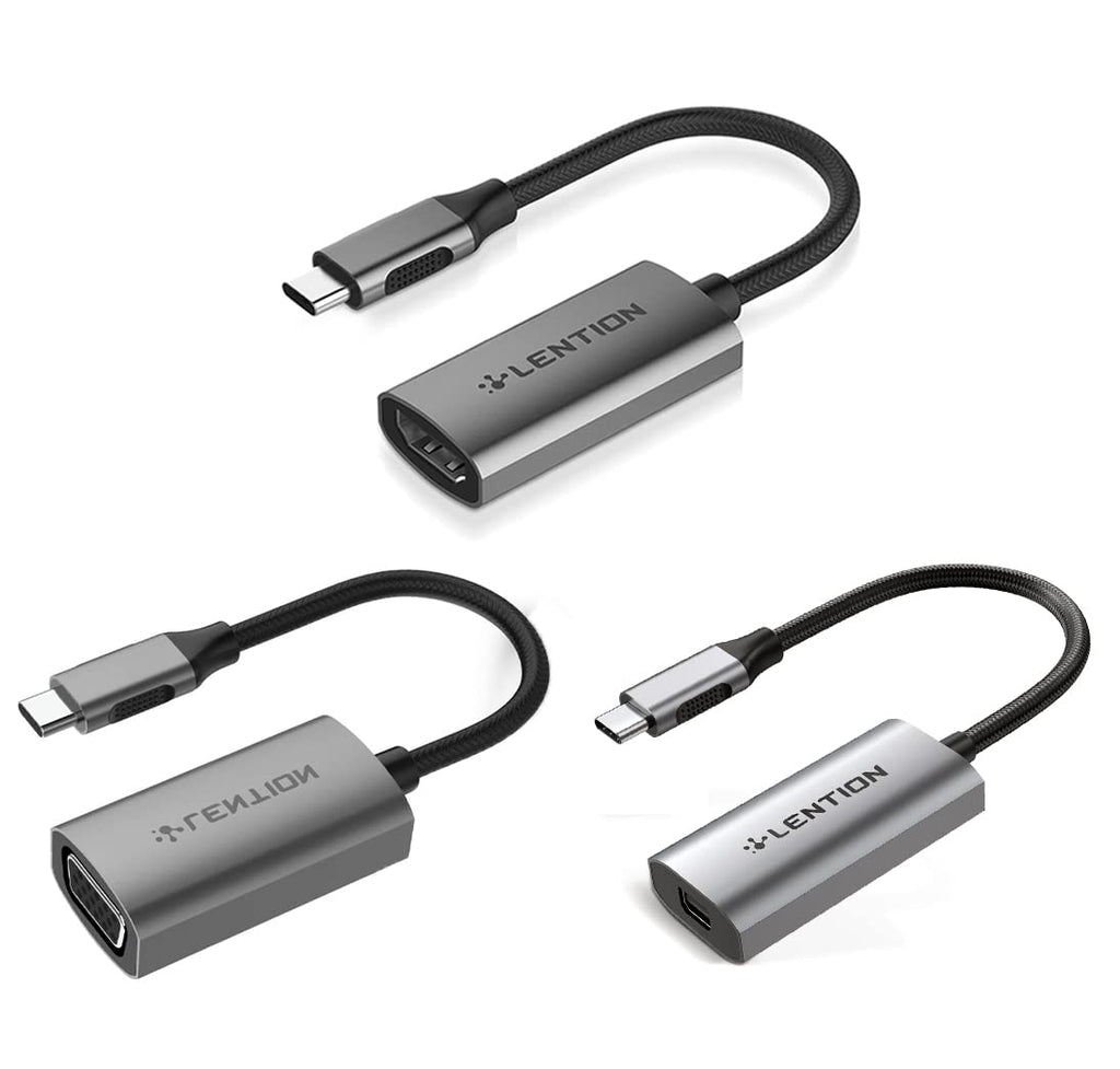 [Australia - AusPower] - LENTION USB-C to HDMI Adapter (4K 60Hz) with USB-C to VGA Adapter and USB-C to Mini DisplayPort Adapter 