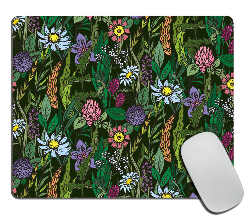 [Australia - AusPower] - Wild Flowers Mouse Pad Green Mousepad Botanical Office Decor for Women Desk Accessories Floral Summer Mousepad Gift for Coworker Boss 9.5"x7.9"x0.12" Inch Wild Flowers 