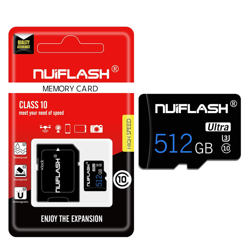 [Australia - AusPower] - Micro SD Card 512GB Memory Card 512GB TF Card Class 10 High Speed with Adapter for Camera, Phone, Computer 512GB 