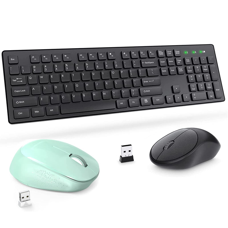 [Australia - AusPower] - Wireless Keyboard and Mouse Combo with 2 Mouse, Trueque 2.4GHz Cordless Computer Keyboard and 2PCS 1600 DPI Silent Mouse 