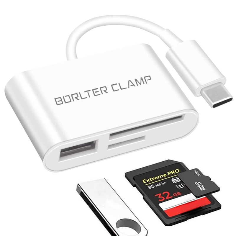 [Australia - AusPower] - SD Card Reader, BorlterClamp USB C SD Card Reader, Micro SD TF Card Reader, USB C to SD Memory Card Reader Adapter, Compatible with MacBook, Laptops, Galaxy Phones and More 