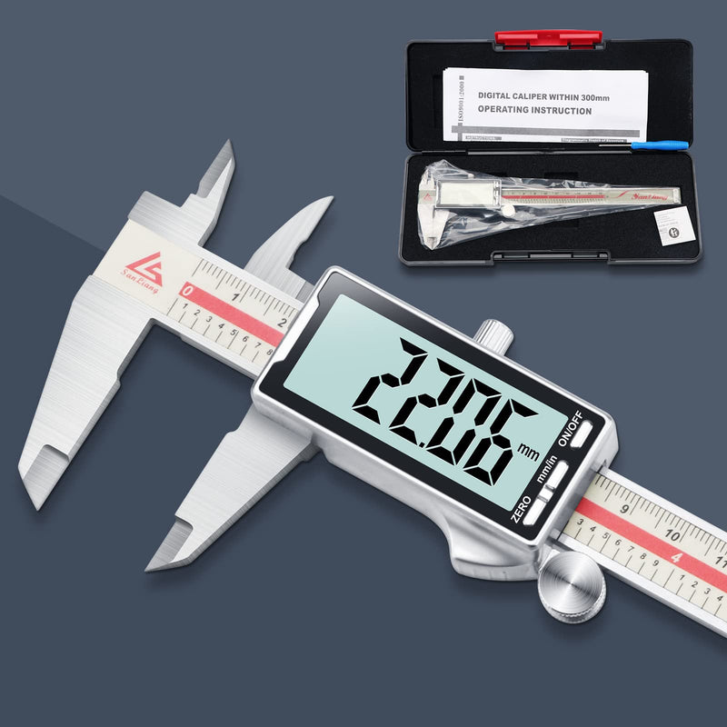 [Australia - AusPower] - Sanliang Electronic Digital Caliper 0-6inch/150mm Stainless Steel Vernier Caliper Measuring Tool with Inch Metric Switch and Extra Large LCD Screen. (0-6 inch(0-150mm)) 0-6 inch(0-150mm) 