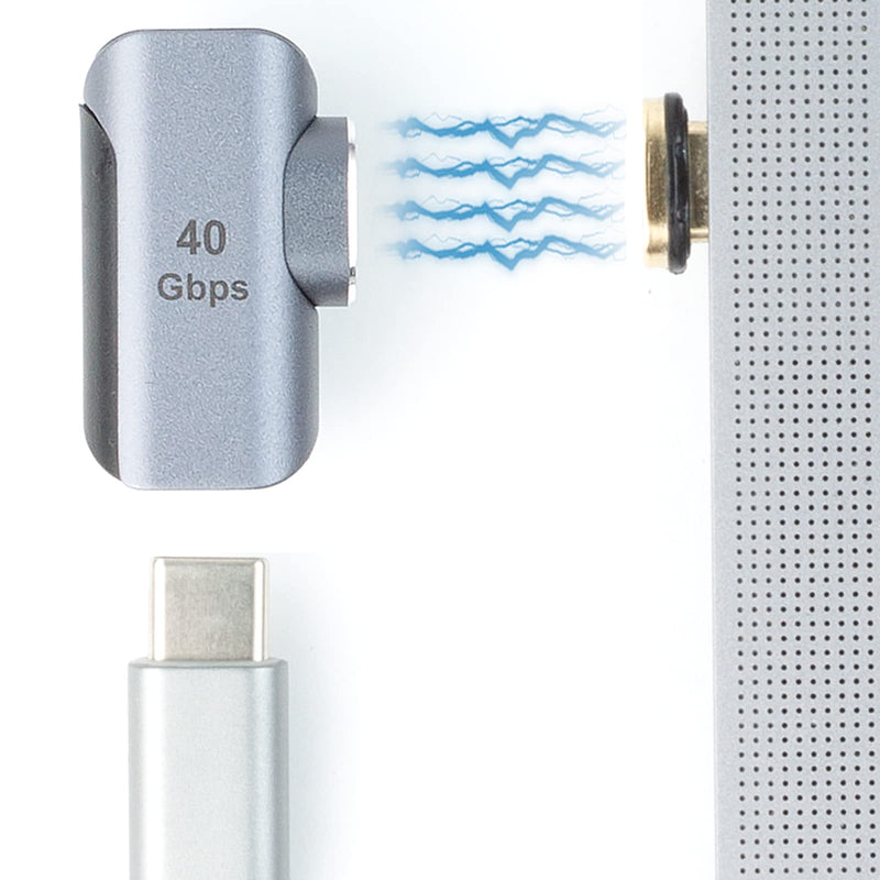 [Australia - AusPower] - 40Gbps Magnetic USB C Adapter 24Pins Type C Elbow Connector, Support USB PD 100W Quick Charge, 8K@60 Hz Video Output Compatible with MacBook Pro/Air and More Type C Devices 