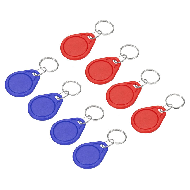 [Australia - AusPower] - MECCANIXITY RFID Key Fobs UID 13.56MHz Rewritable Proximity IC Card Contactless Smart Token Tag for Entry Access Control System, Red/Blue 8 Pack 