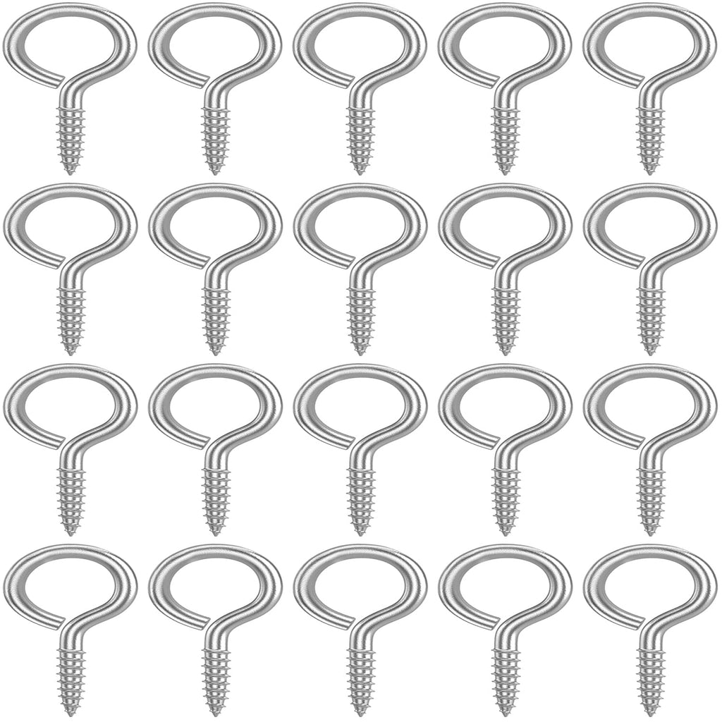 [Australia - AusPower] - 120 Pcs 1 Inch Metal Screw Eyes Hook Self Tapping Screw in Eye Hooks Ring for Indoor & Outdoor Hanging, Lifting and Securing Cables, Wires Etc Small Items, Silver 