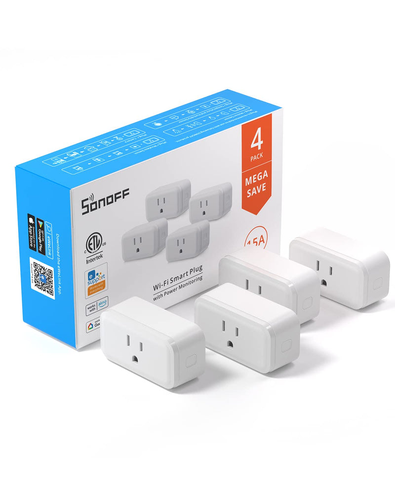 [Australia - AusPower] - SONOFF S40 WiFi Smart Plug with Energy Monitoring, 15A Smart Outlet Socket ETL Certified, Work with Alexa & Google Home Assistant, IFTTT Supporting, 2.4 Ghz Wi-Fi Only 4-Pack S40 4-Pack 