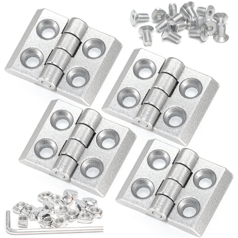 [Australia - AusPower] - Zinc Alloy Hinge Sets ?Door Frame Hinges for 2020 Aluminum Extrusion Profile Slot 6mm?with T-Nuts and Hex Screws Wrench(Pack of 4) 