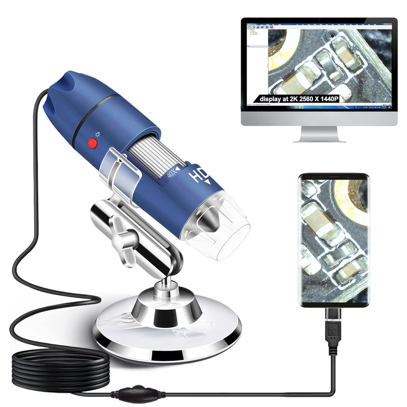 [Australia - AusPower] - Ninyoon 2K USB Digital Microscope for Android PC, 40-1000X Microscope Super HD Endoscope Magnifier Camera Compatible with Android Cellphone and Tablet Windows Mac Chrome Linux - Not for iPhone iPad 