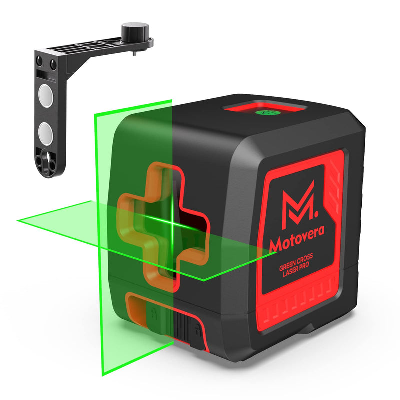 [Australia - AusPower] - Self Leveling Laser Level, Motovera 100ft/30m Laser Level Self leveling Green Cross Line, 4 Brightness Adjustment, Manual Self leveling and Pulse Mode, IP54 Waterproof Battery Carrying Bag Included 2Line-Green 
