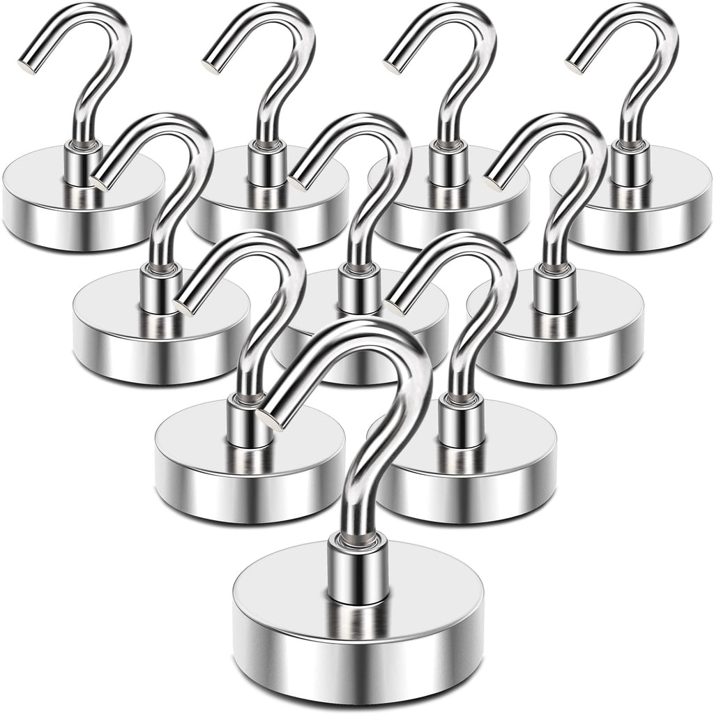 [Australia - AusPower] - MIKEDE Magnetic Hooks, 80 Lbs Heavy Duty Earth Magnets with Hooks for Cruise Cabin, 10 Pcs Strong Cruise Magnetic Hooks for Hanging, Metal Magnetic Hanger for Grill, Fridge, Kitchen 80LBS Magnetic Hooks 