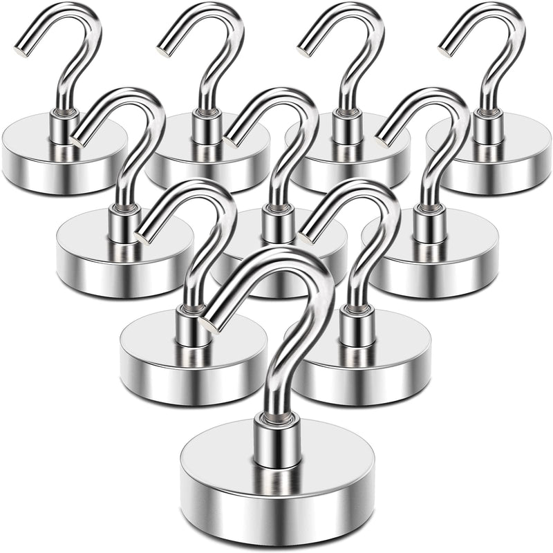 [Australia - AusPower] - MIKEDE Magnetic Hooks, 80 Lbs Heavy Duty Earth Magnets with Hooks for Cruise Cabin, 10 Pcs Strong Cruise Magnetic Hooks for Hanging, Metal Magnetic Hanger for Grill, Fridge, Kitchen 80LBS Magnetic Hooks 