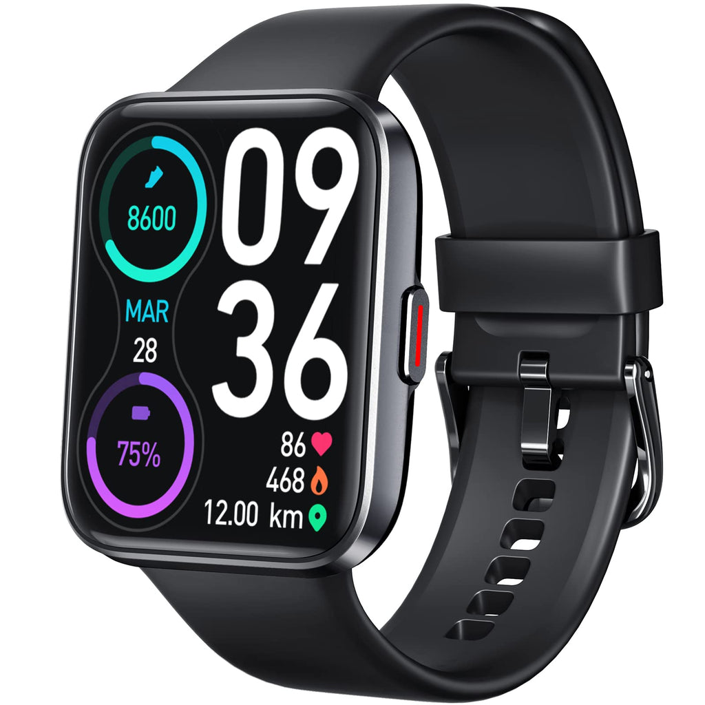 [Australia - AusPower] - Smart Watch (Answer/Make Call) for Men Women, 1.7" Smartwatch Fitness Tracker for Android and iOS Phones with Heart Rate Sleep Tracking, 60 Sport Modes, Blood Oxygen,,Fitness Watch, Black 