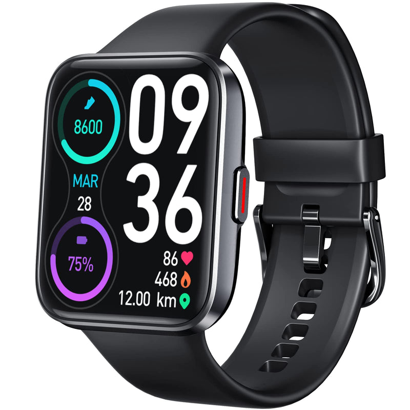 [Australia - AusPower] - Smart Watch (Answer/Make Call) for Men Women, 1.7" Smartwatch Fitness Tracker for Android and iOS Phones with Heart Rate Sleep Tracking, 60 Sport Modes, Blood Oxygen,,Fitness Watch, Black 