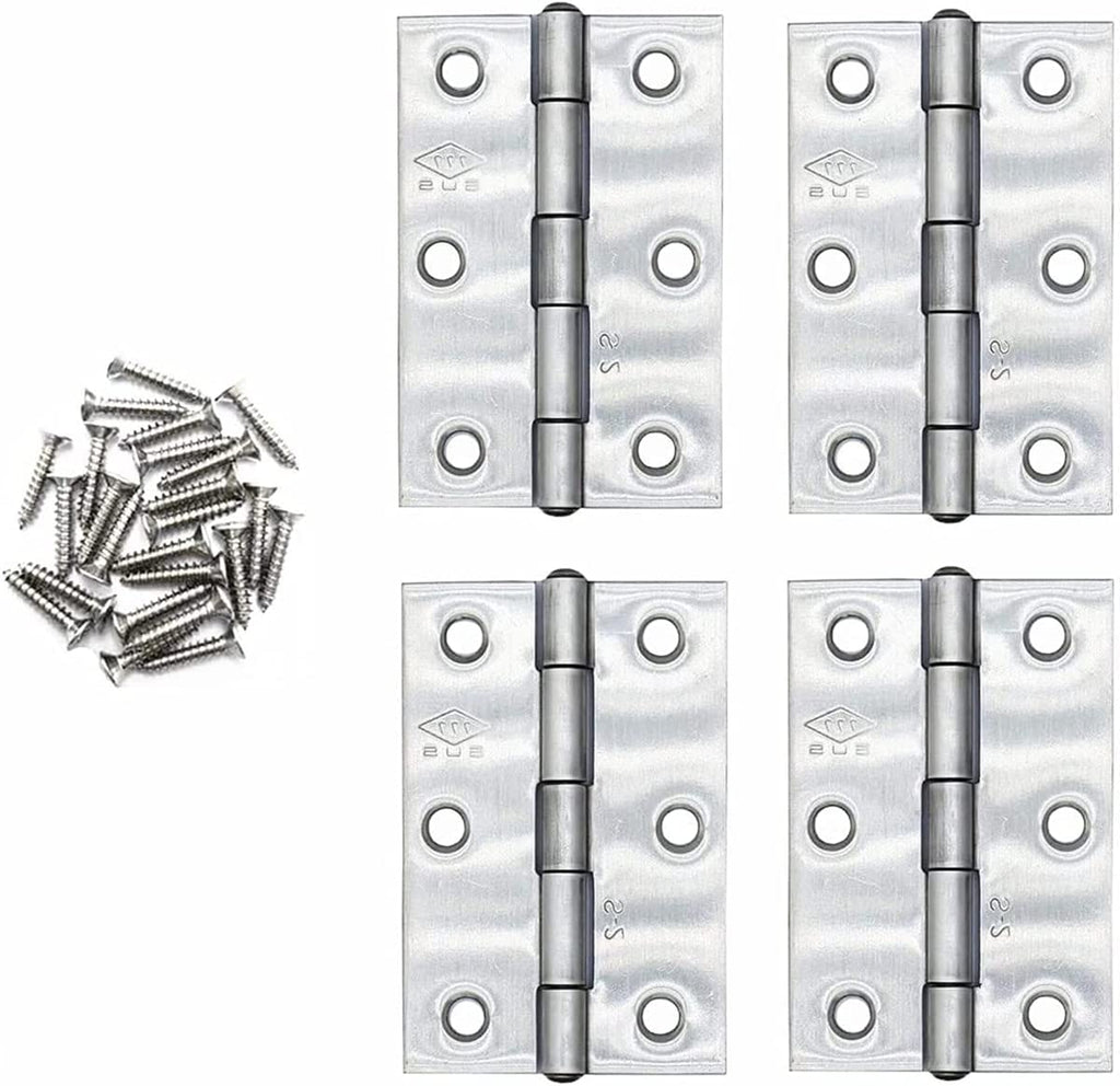 [Australia - AusPower] - 4pcs 304 Stainless Steel 3-inch Folding Butt Hinges ?Equipped with 24Pcs l Screws (75mm/2.95in x 50mm/1.97in x 1.5mm/0.06in) 
