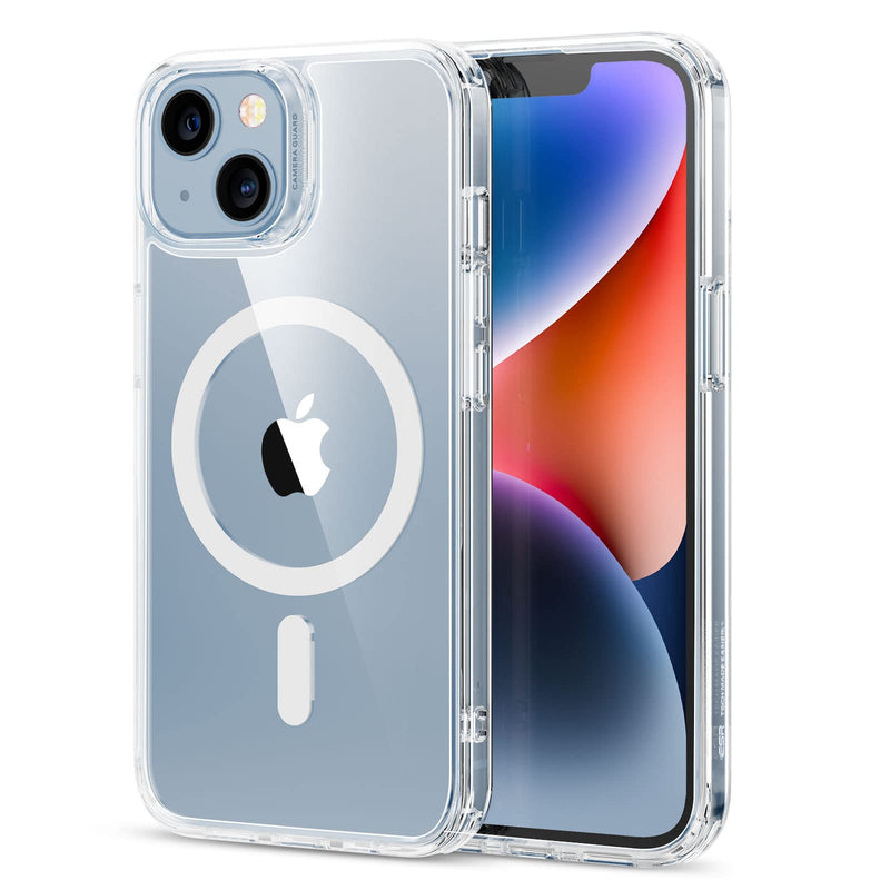 [Australia - AusPower] - ESR Classic Hybrid Magnetic Case with HaloLock, Compatible with iPhone 14 Plus case, Compatible with MagSafe, Shockproof Military-Grade Protection, Scratch-Resistant Back, Clear 