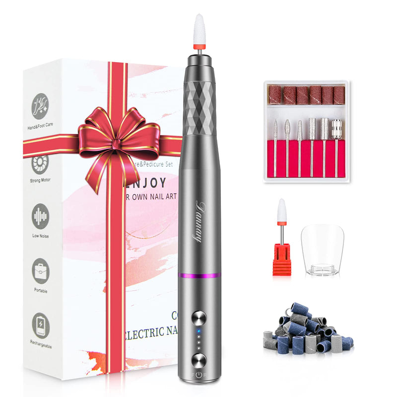 [Australia - AusPower] - Electric Nail Drill Machine Professional,Cordless Electric Nail File for Acrylic Gel Nails,Efile Manicure and Pedicure Kit for Grinding Polishing Trimming(Gray) Gray 