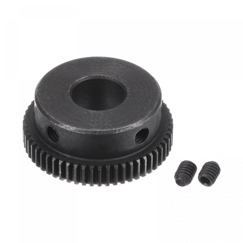 [Australia - AusPower] - uxcell Pinion Gear Set, 45# Carbon Steel Motor Rack Spur Gear with Step Black, 0.5 Mod 58T 10mm Bore 30mm Outer Dia, M4 Set Screws Included 