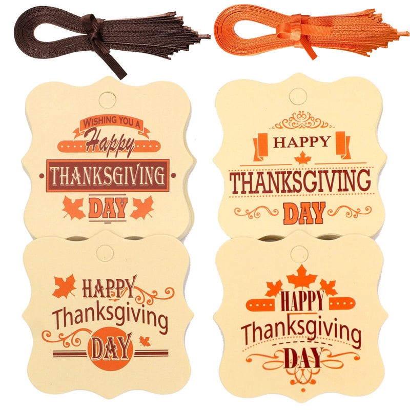 [Australia - AusPower] - 100 Pieces Thanksgiving Gift Tags Thank You Favor Tags Happy Thanksgiving Fall Paper Tag with Rope for Autumn Thanksgiving Day Party Favors 