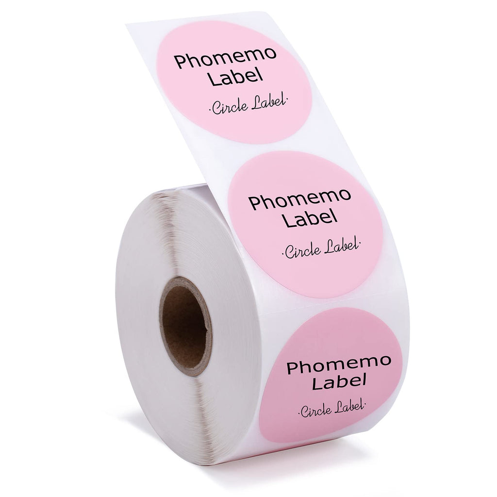 [Australia - AusPower] - Phomemo Circle Label- 2" Thermal Round Label for Barcode Label, DIY Logo Design, Compatible with Most of Shipping Label Printers, Black on Pink 1 