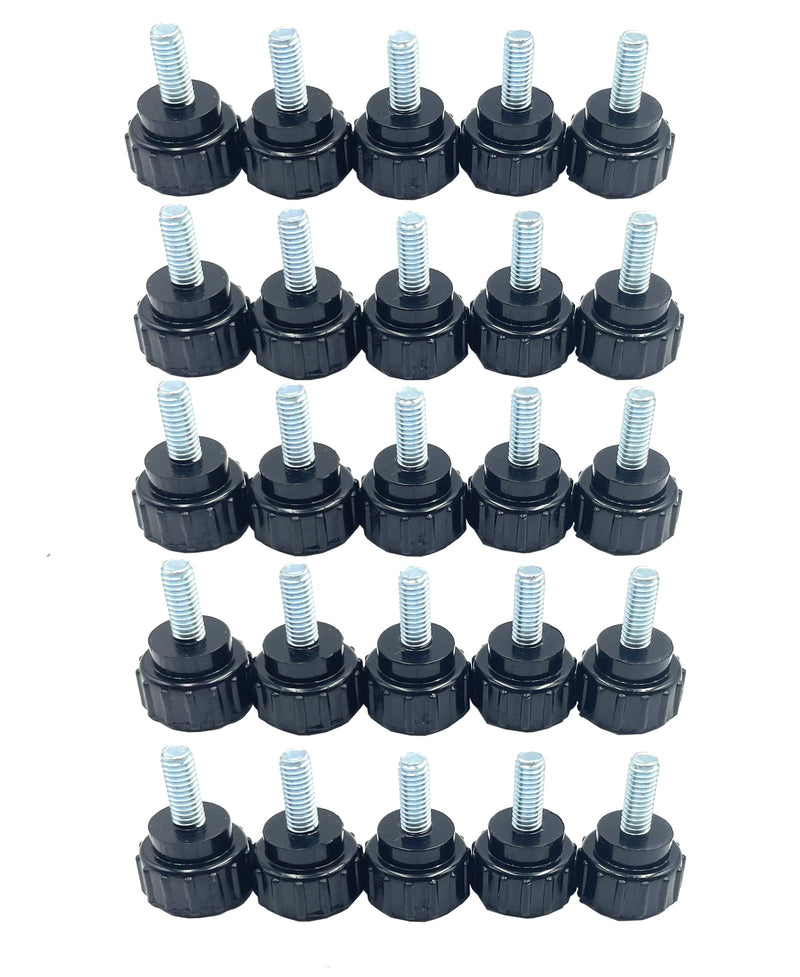 [Australia - AusPower] - Bstenky 30 Pack Black M4 x 10 mm Carbon Steel Threaded Knurled Thumbscrew Round Clamping Screws on Knobs Grips 
