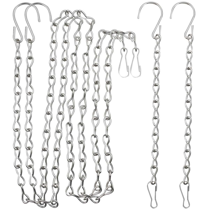 [Australia - AusPower] - 4 Pack Hanging Chain with Hooks for Bird Feeders Lanterns Planters Wind Chimes Billboards Chalkboards Indoor Outdoor Decorative Ornaments 9.5/35 Inch Garden Plant Hangers for Flower Basket (Silver) 