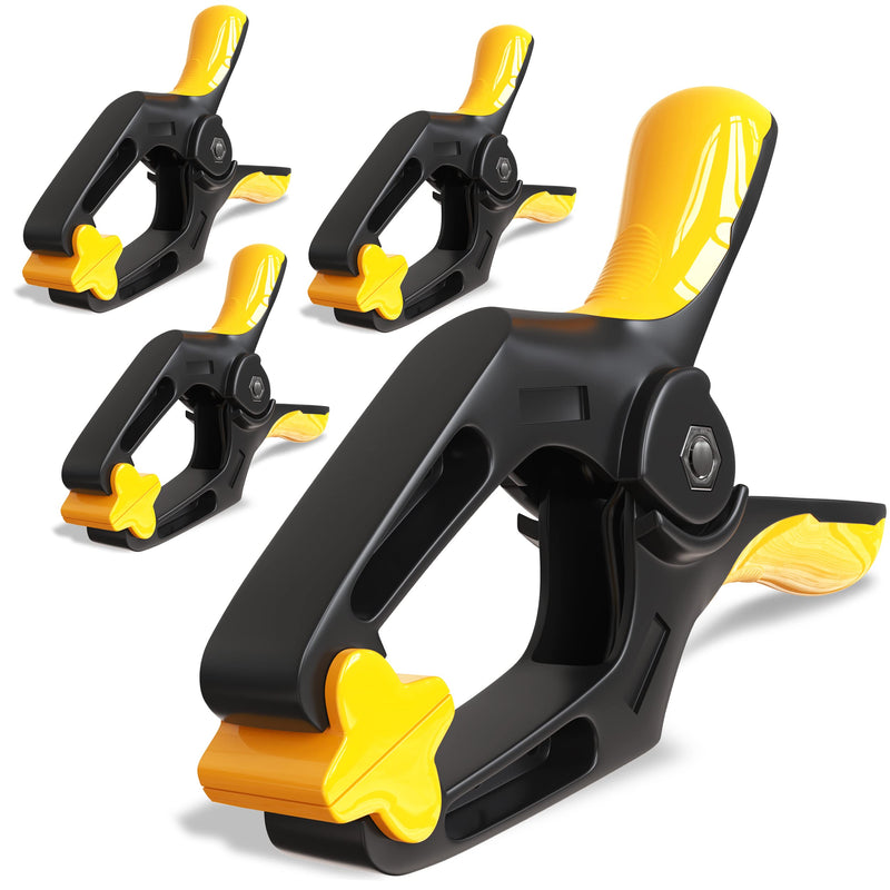 [Australia - AusPower] - EQUIPTZ Spring Clamps Heavy Duty, 4-Pack 6-inch Large Plastic Clamps for Crafts with 3-Inch Jaw Opening, Backdrop Clips Clamps with Extra Wide Jaws & Strong Clamp Force for a Smooth DIY Experience 6" Pack of 4 