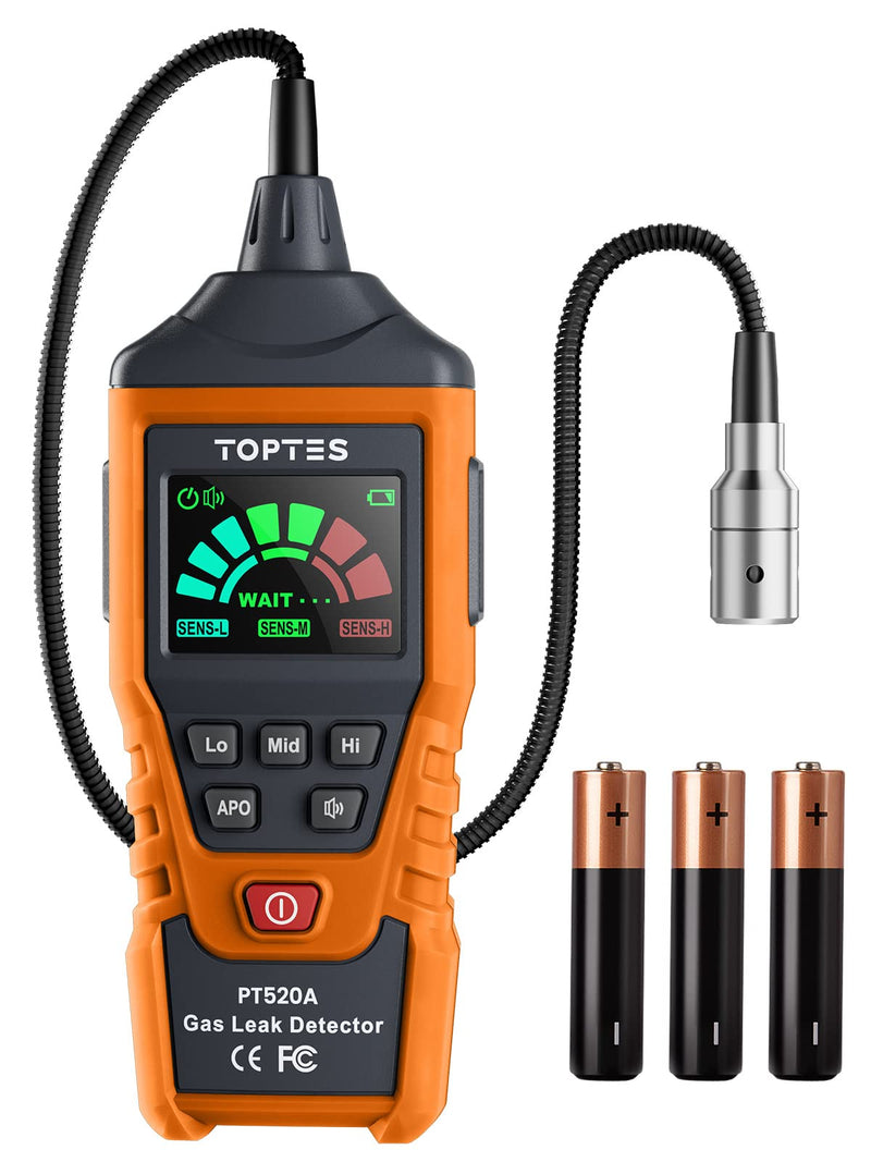 [Australia - AusPower] - TopTes PT520A Natural Gas Detector, Gas Leak Detector with 17-Inch Gooseneck, Locating The Source of Methane, Propane and Combustible Gas Leaks for Home and RV (Includes Battery x3)-Orange Orange 