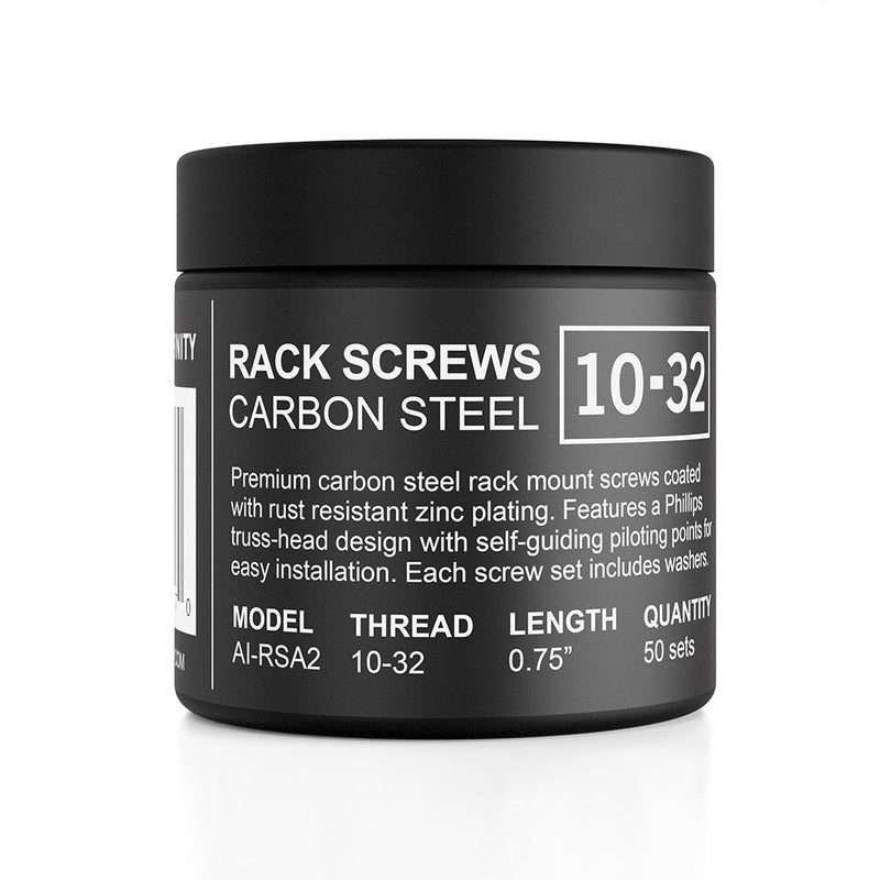 [Australia - AusPower] - AC Infinity Carbon Steel 10/32 Rack Screws and Nylon Washers. 50-piece set for equipment server racks, enclosures, and cabinets. 