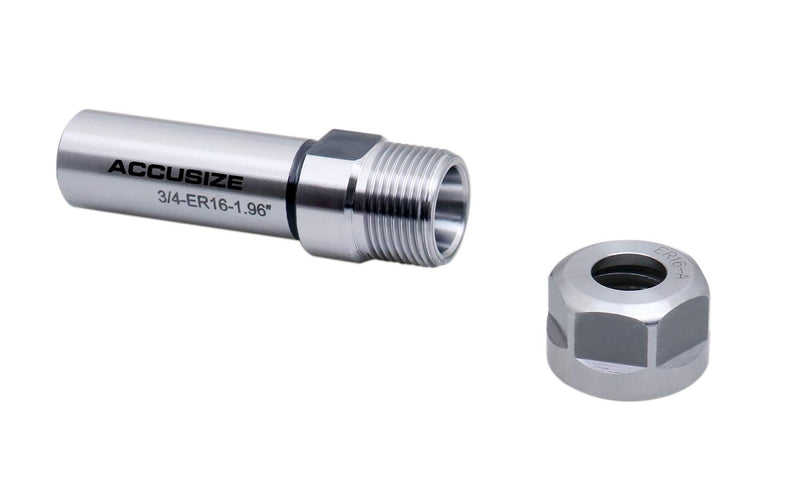 [Australia - AusPower] - Accusize Industrial Tools ER16 Collet Chuck Extension Rod, 1.96 in. Shank Length, 3/4 in. Straight Shank Alloy Steel, 0223-0207 1.96", ER16, Hex 