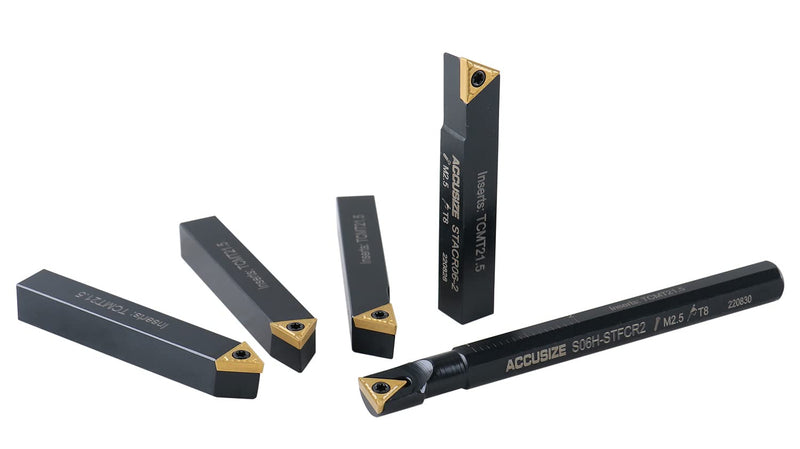 [Australia - AusPower] - Accusize Industrial Tools 3/8" 5ps/set Indexable Turning Tool Set (4Ps turning + 1 PC boring), 2386-0038 3/8 in. 