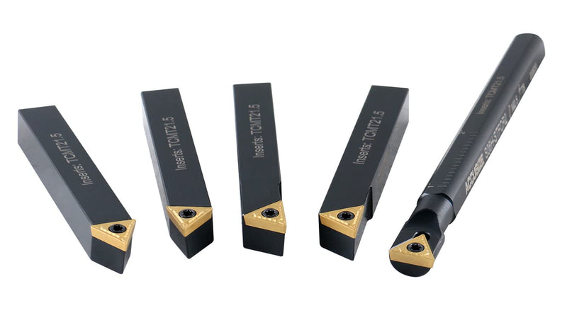 [Australia - AusPower] - Accusize Industrial Tools 3/8" 5ps/set Indexable Turning Tool Set (4Ps turning + 1 PC boring), 2386-0038 3/8 in. 